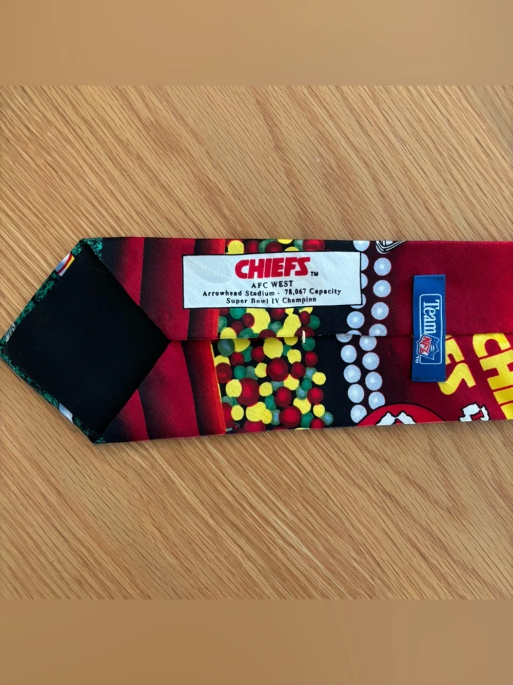 Vintage Kansas City Chiefs Silk Tie NFL Football Arrowhead Stadium Graphic